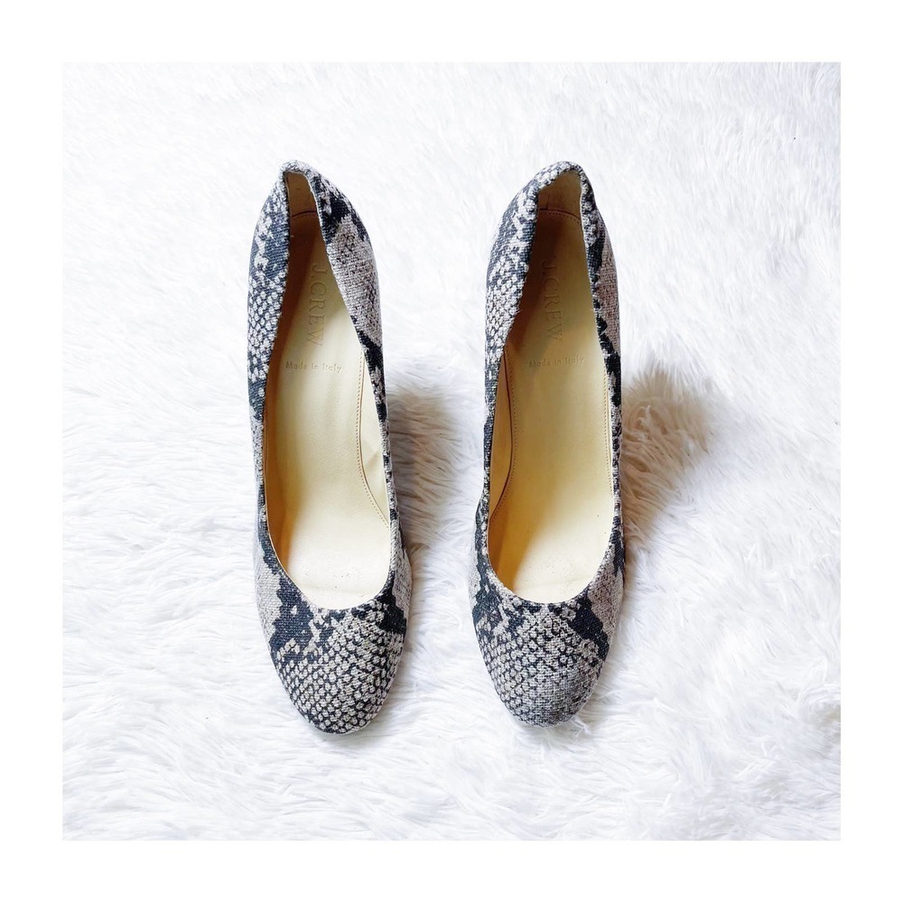 J. Crew Snakeprint Canvas Heels Round Toe Multi SZ10